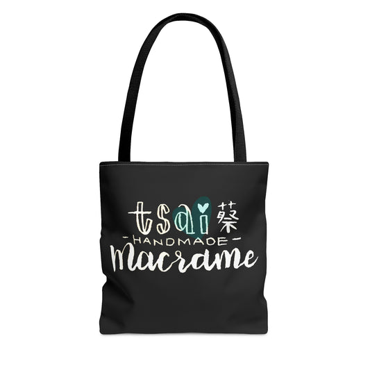 tsAI Macrame Black Tote Bag (AOP)